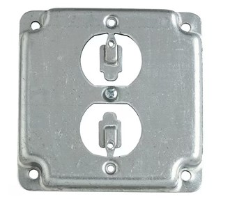 1/2 in. Raised 4in. Square Single Duplex Receptacle Cover (RS12-10R)